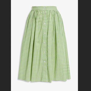 Hope Gathered Gingham Cotton-blend Poplin Skirt In Green